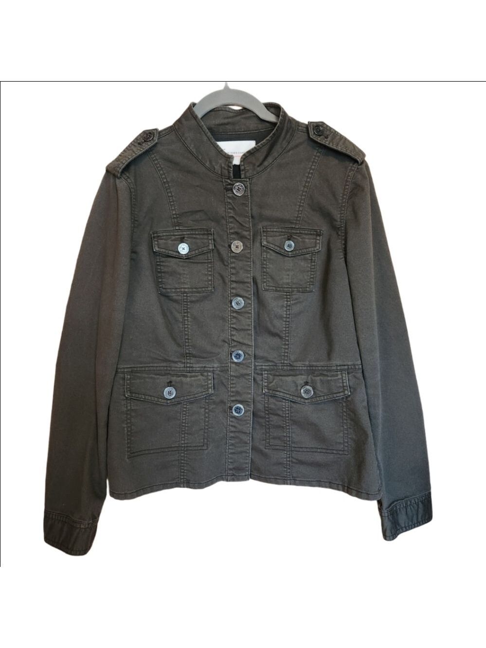 TWO BY VINCE CAMUTO CLASSIC UTILITY JACKET DARK GREEN STRETCH EUC MEDIUM